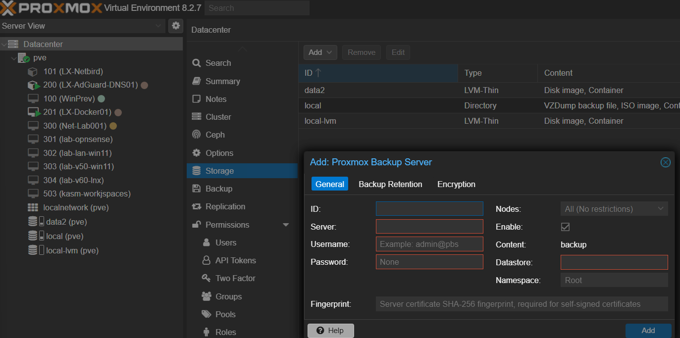 Add Proxmox Backup Server