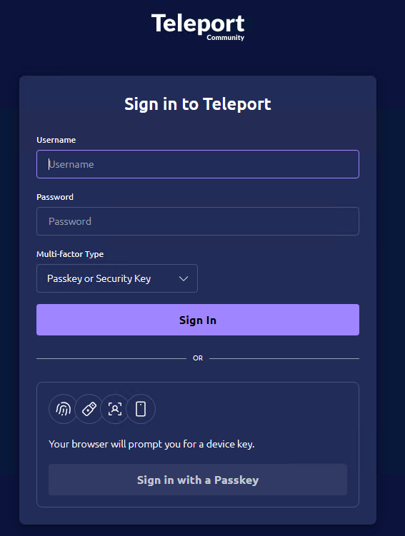Teleport Login